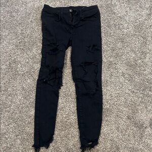American eagle next level stretch ripped black skinny jeans
